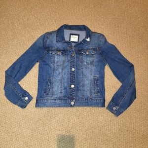 Mudd Classic Denim Jacket Size Medium Natural Distressing